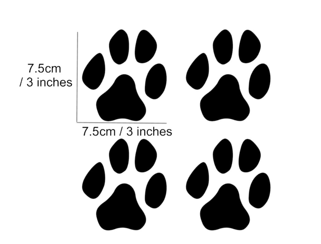 Paw Print Stickers Set of 4 Indoor or Outdoor Dog Cat Car Home Wall Vinyl Decal