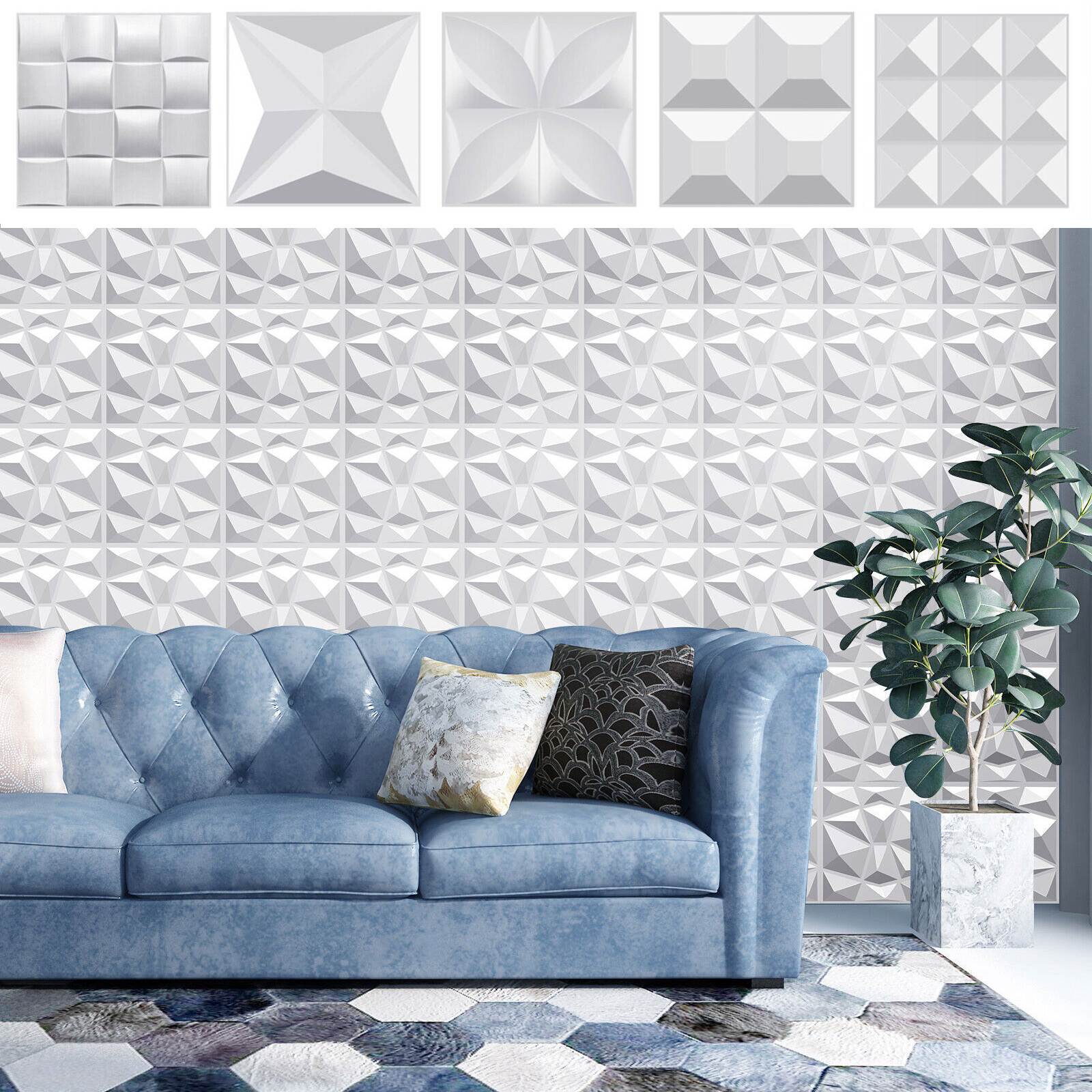 3D Wall Panel DIY Room Decor Ceiling Tiles Wallpaper Background Decal PVC 24pcs