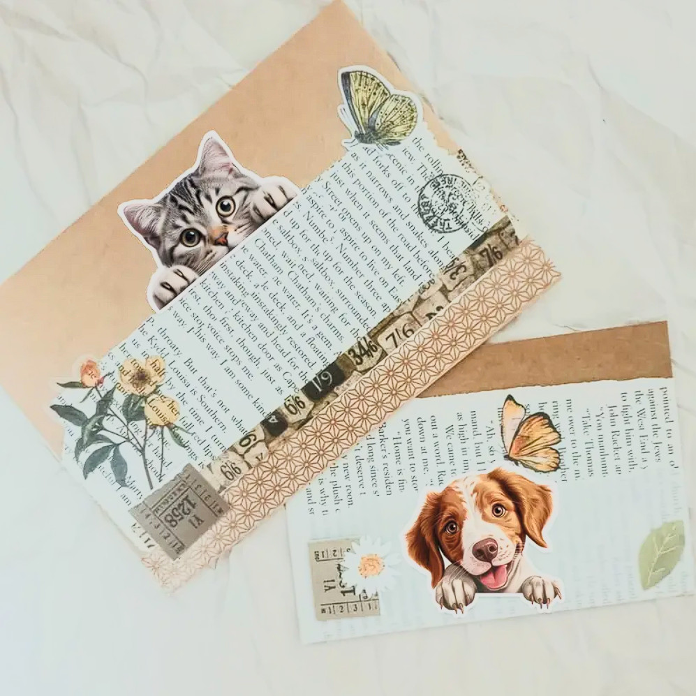 50pcs/pack Peeking Cats And Dogs Stickers, Decoration For Water Bottle, Laptop