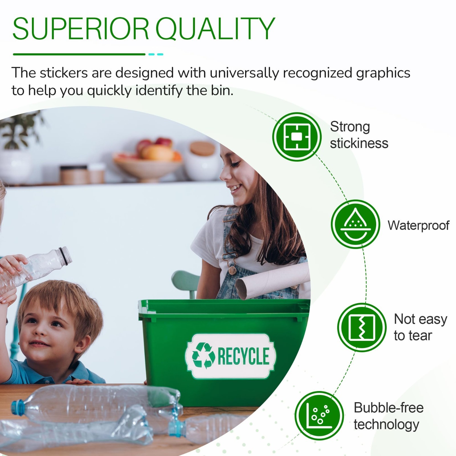 40 Waterproof Trash & Recycle Stickers for Outdoor Bins – Garbage Sorting Decals