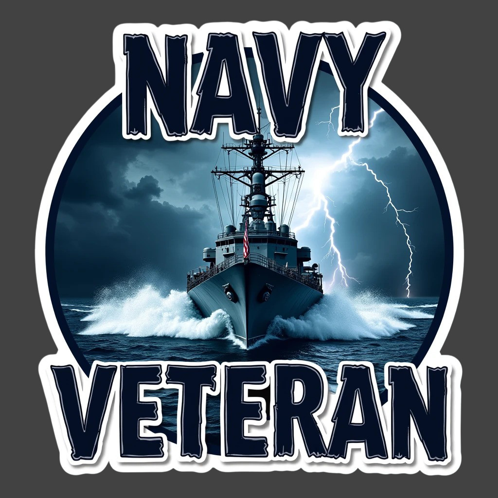 Navy Veteran Battleship Storm Sticker Vinyl Decal Military Patriotic USA
