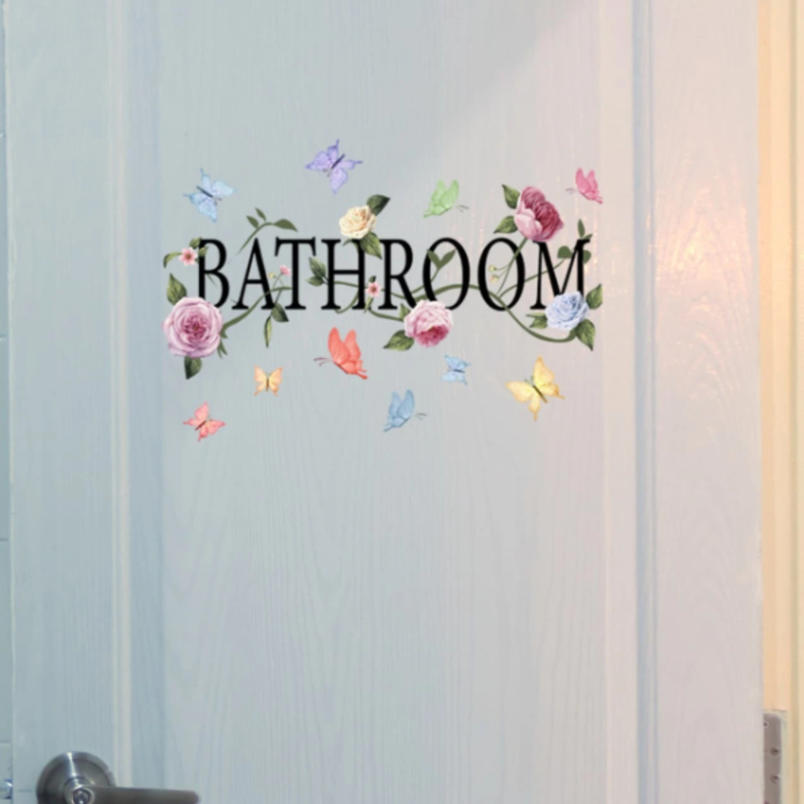 Bathroom Wall Sticker Letter Graphic PVC Waterproof Self-Adhesive Door Art Decor