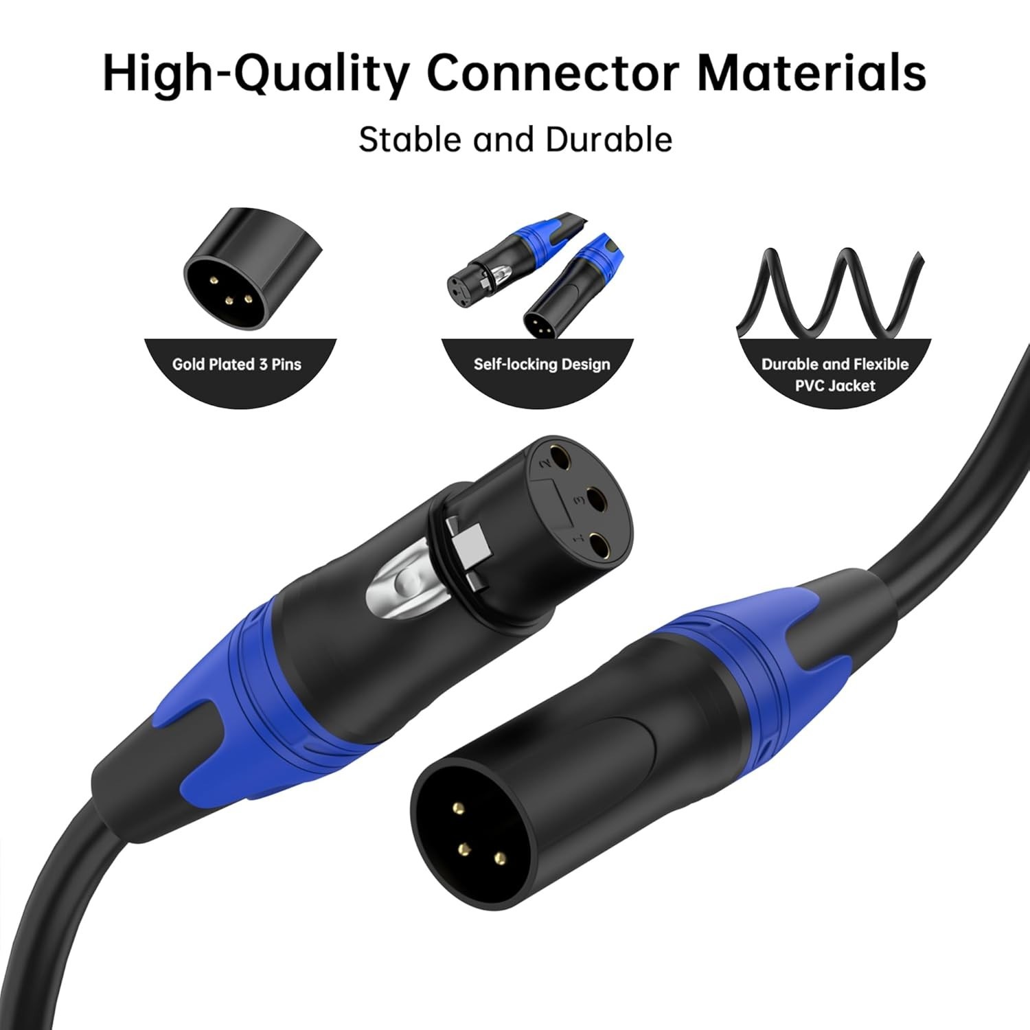 2 Pack, 25 FT XLR Male to Female Cable Professional Balanced Microphone Lead …