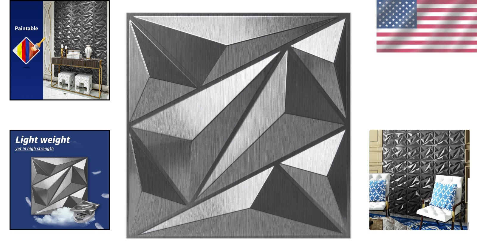 Luxury 3D Diamond Wall Panels 33pk Silver – Waterproof Commercial Grade PVC