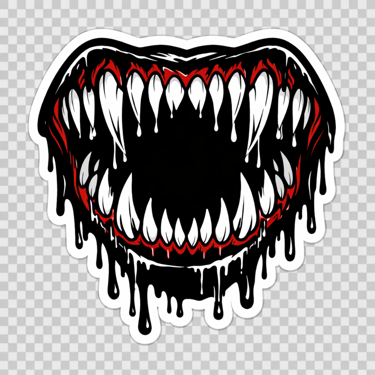 3 inch Dripping Monster Mouth Horror Vinyl Sticker Creepy Teeth Decal