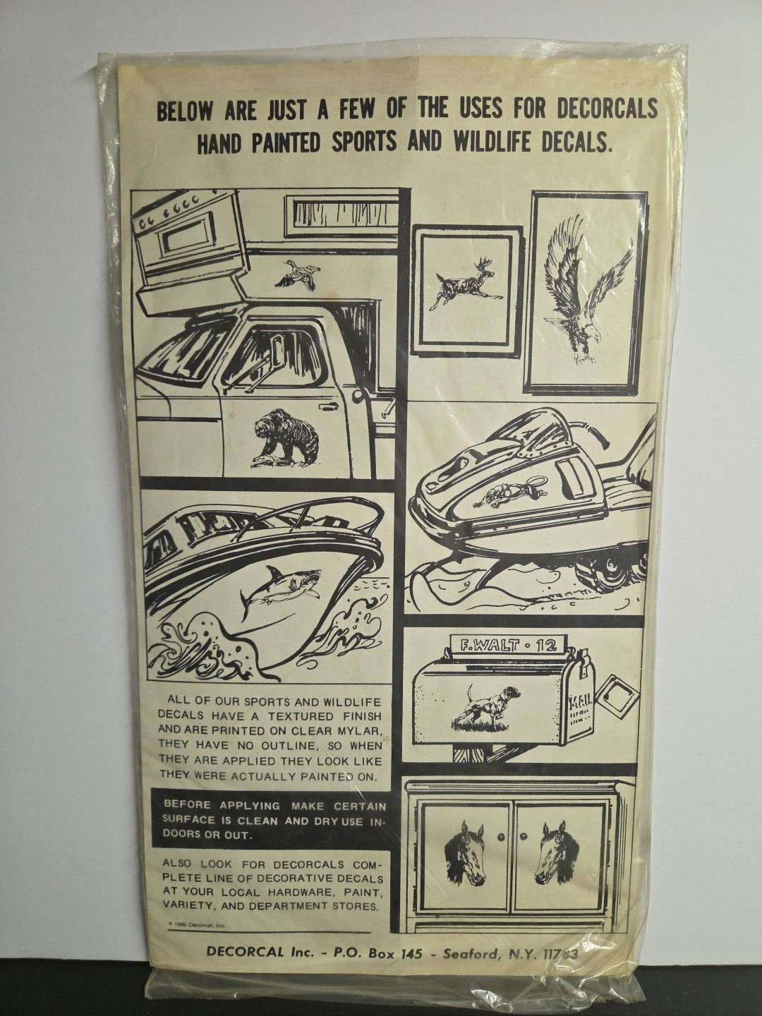 Vintage 1970's NOS Hand Painted Sports And Wildlife Decals W-18 PORPOISE 10×17
