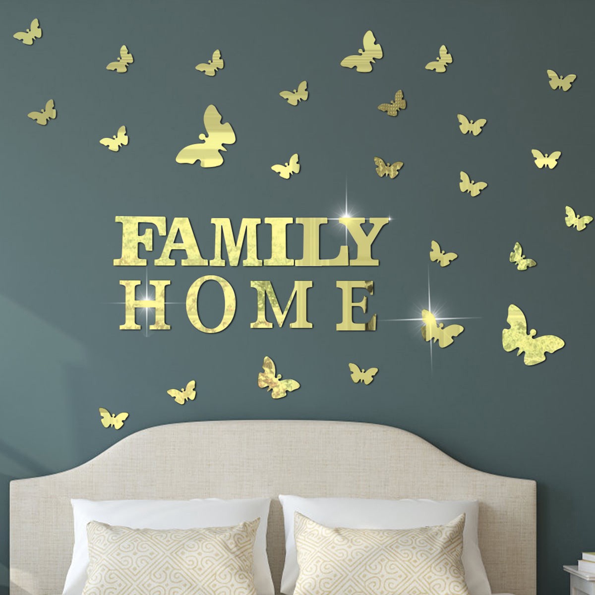 60Pcs Mirror Butterfly Wall Decor Set Self Adhesive Removable Home Art Decals