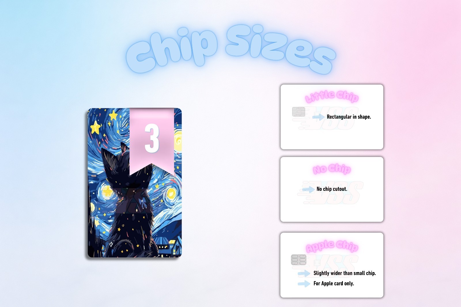 3‑Pack Cute Black Cat Card Skins – Vinyl Credit & Debit Card Covers | Durable
