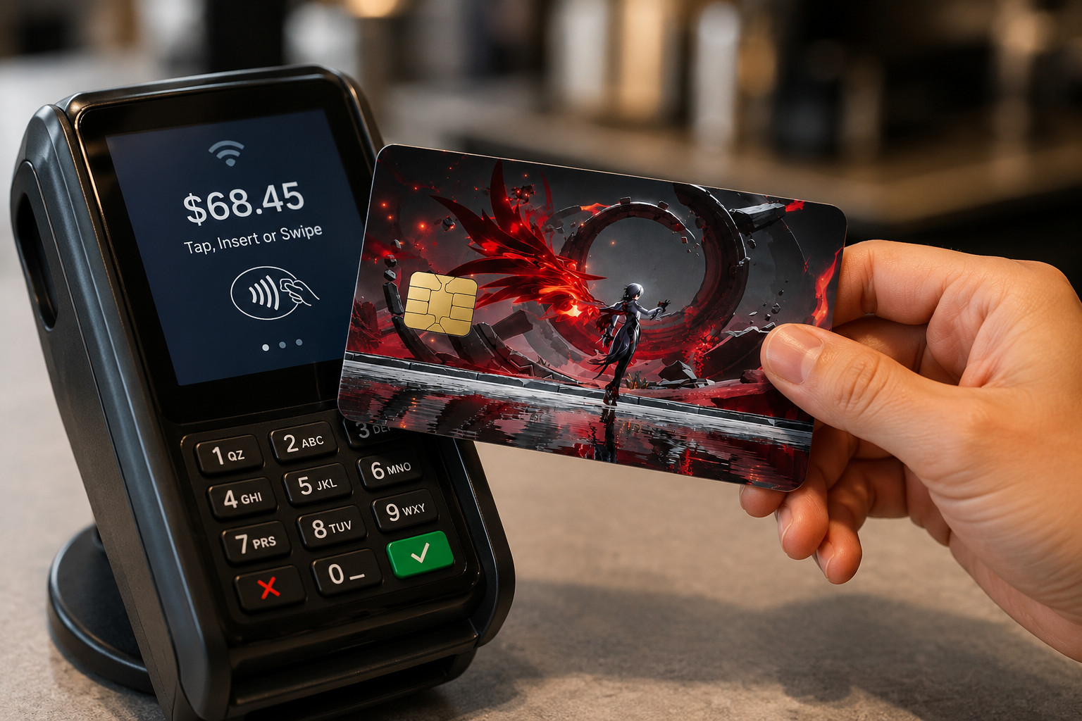 Arlecchino Genshin Impact Crimson Wing Anime Debit Card Credit Card Skin Sticker