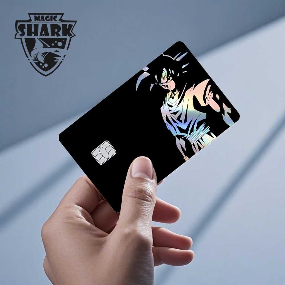 Magic Shark Holographic Credit Card Sticker Goku Vegeta Skin Cover New
