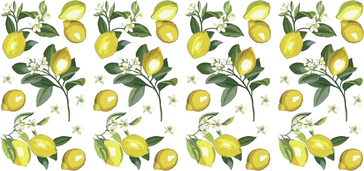 Giant Lemon Wall Decals – Bright Kitchen Fruit Peel and Stick Wall Art Stickers