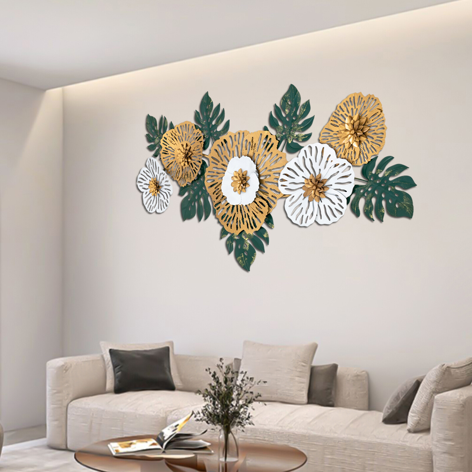 3d Flower-shaped Wall Decoration For Sofa Background Iron Hanging Decoration