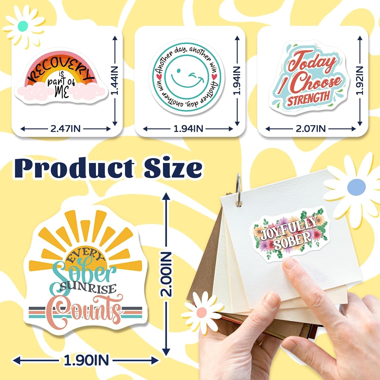 200 PCS Sober Stickers Positive Sobriety Stickers Women Men Adults Teens Vinyl