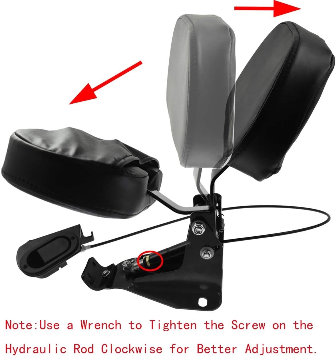 Motorcycle Adjustable Rider Backrest with Pad Foldable Driver Backrest Fit for H
