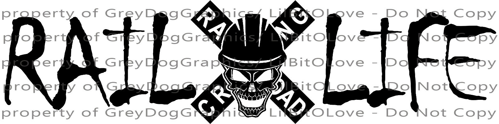 Rail Life Vinyl Decal Railroad Worker Skull Hardhat Train Sticker Car Locomotive
