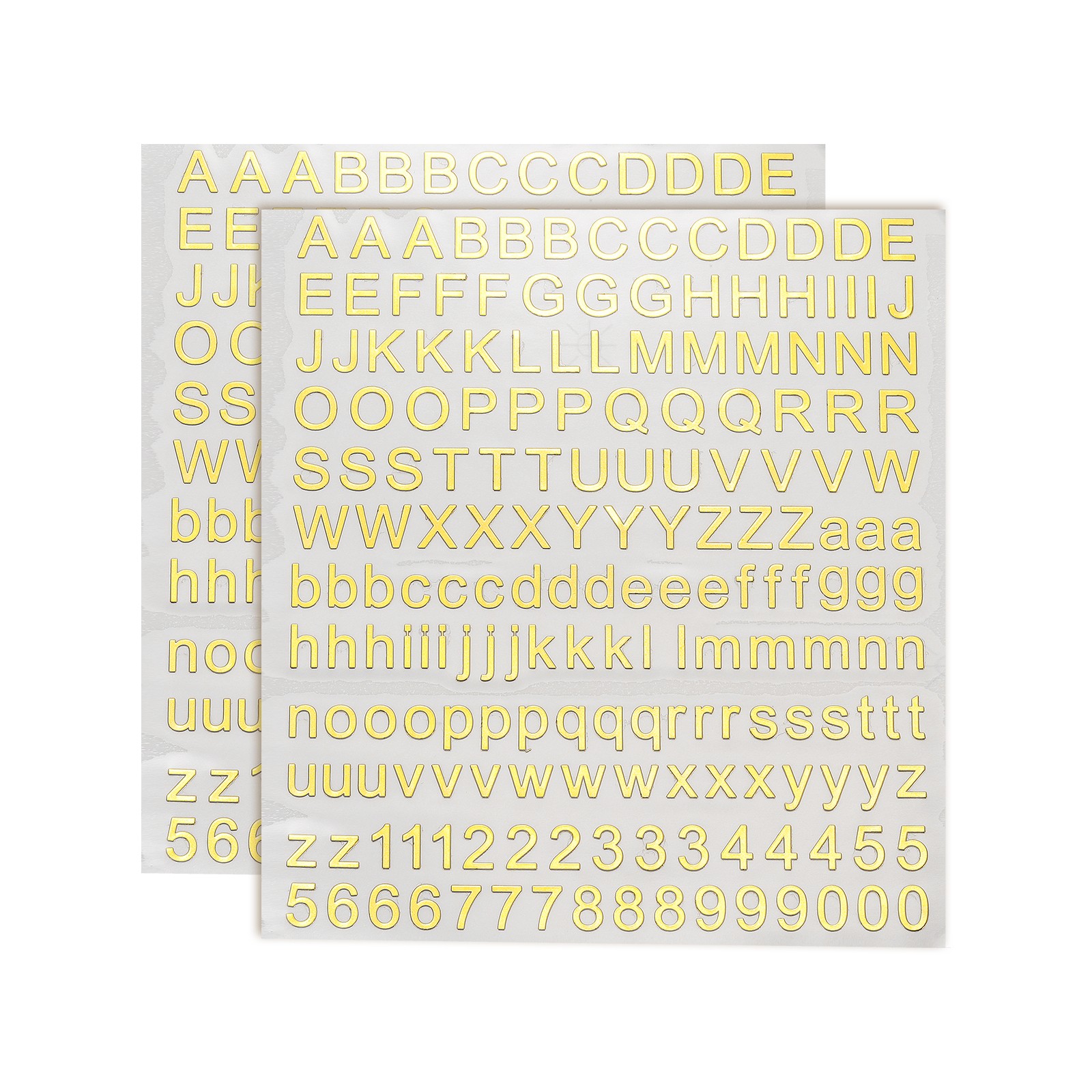 2 Sheets Letter Stickers 0.28" Mini Letter Stickers Alphabet Stickers Gold