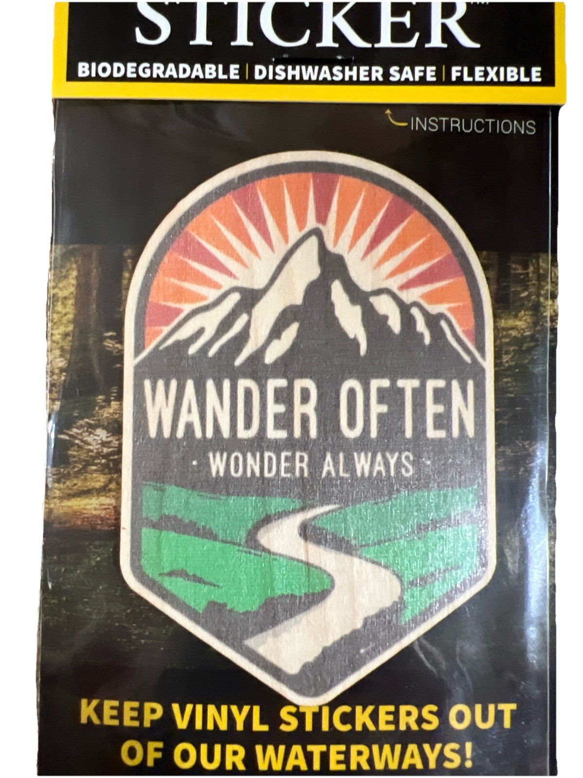 Wander Often Wonder Always WOOD Sticker Dishwasher Biodegradable Dust City NEW