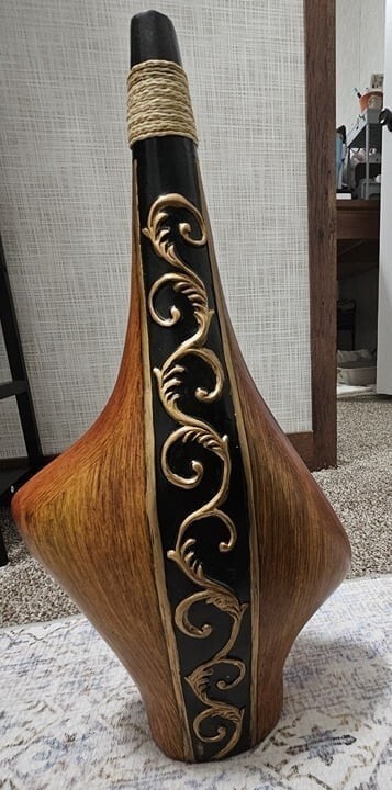 Vintage Handcrafted Wooden Marquetry Wine Bottle Brwn Slight Crack Leaks Fluid