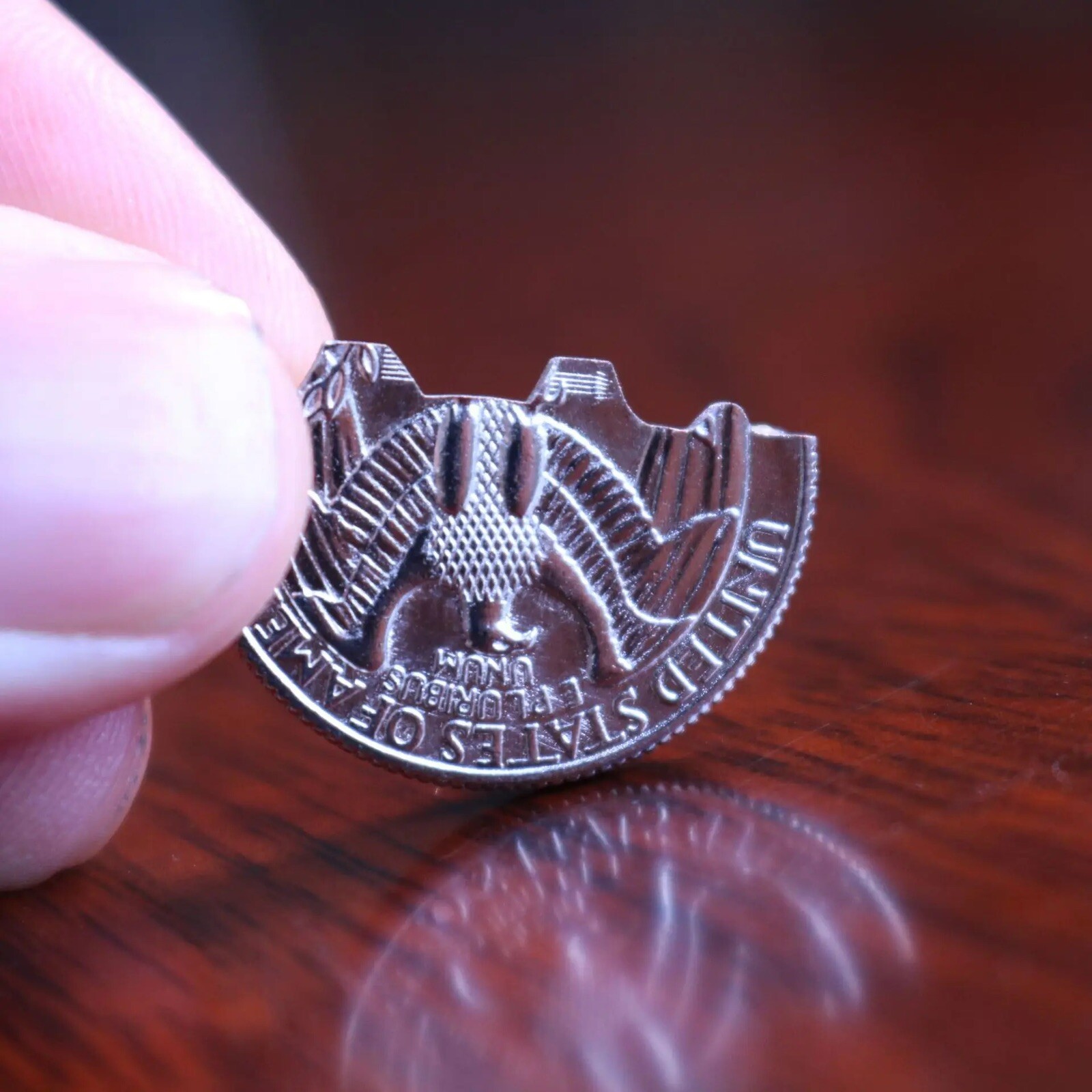 2 Pack Magic Folding Coin Bite Out Quarter Coin Bite Trick Novelty Free Shipping