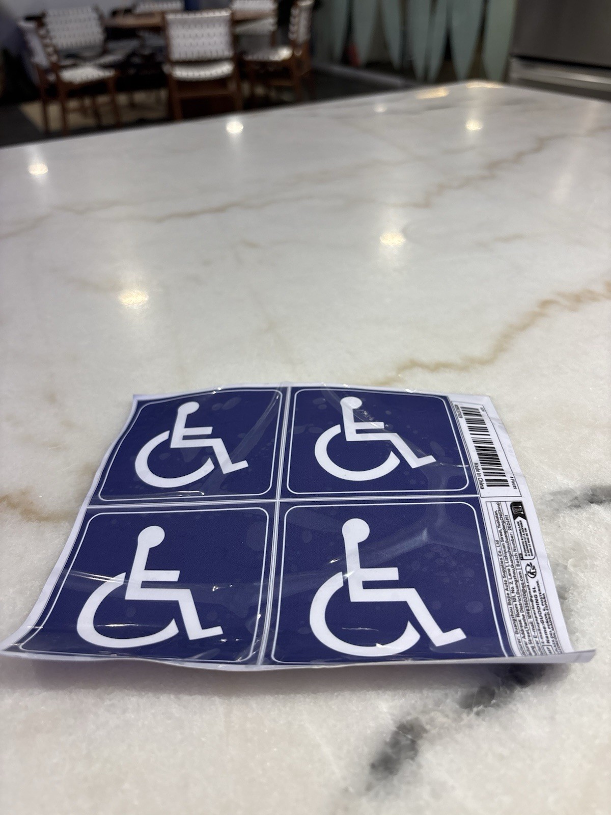 Set of Four Adhesive Handicap Accessibility Stickers Wheelchair Symbol