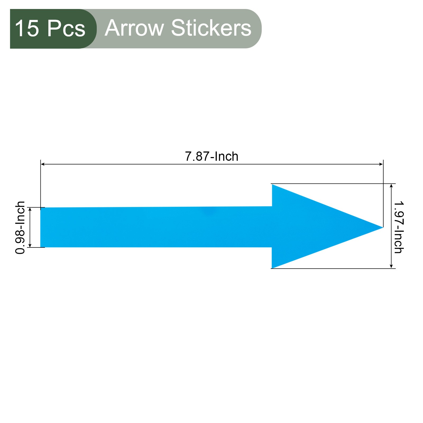 15Pc Arrow Sticker 20×2.5cm PVC Removable Self Adhesive Waterproof Sign Sky Blue