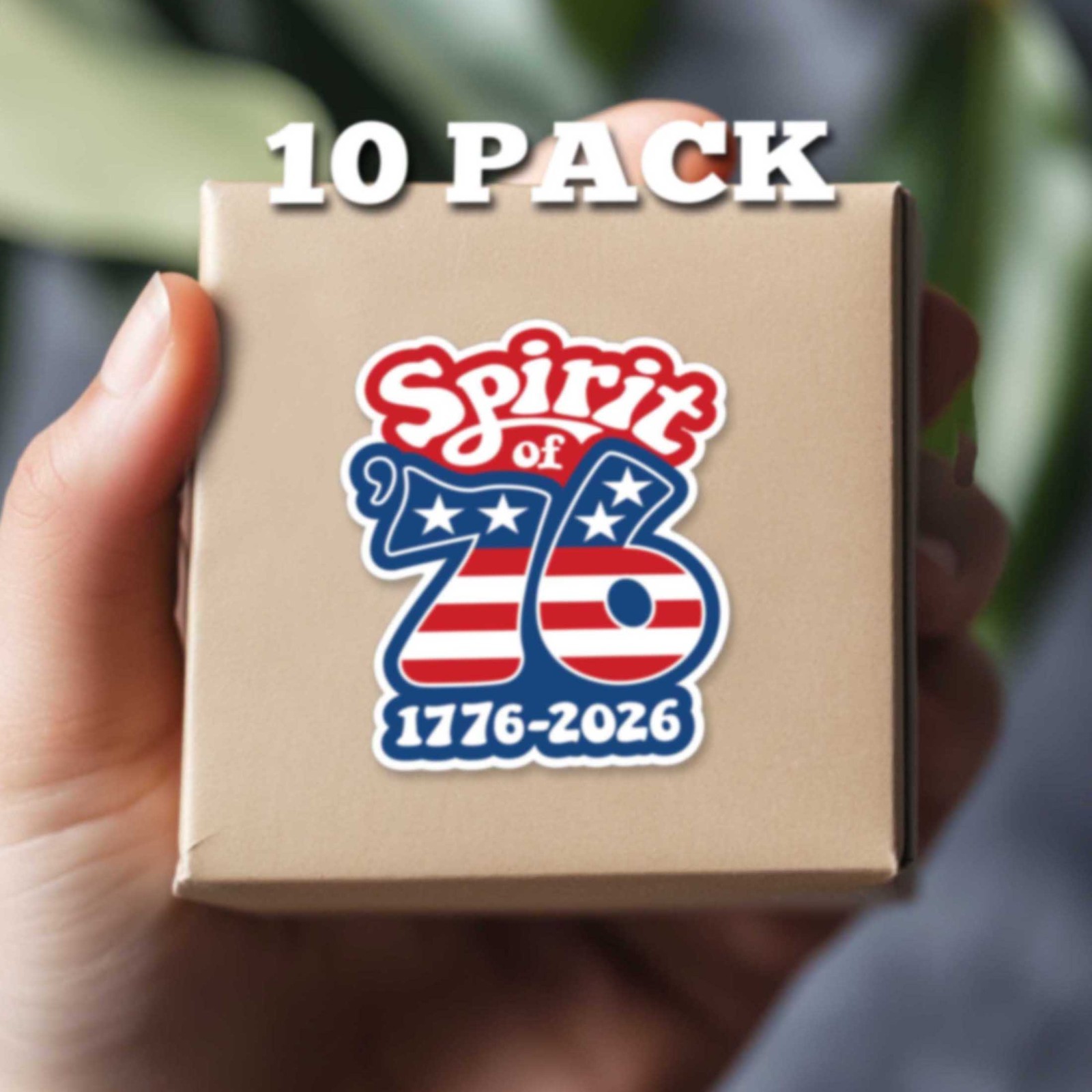 Spirit of 76 – 10 PACK Die Cut Stickers – USA 250 1776-2026 Groovy Design