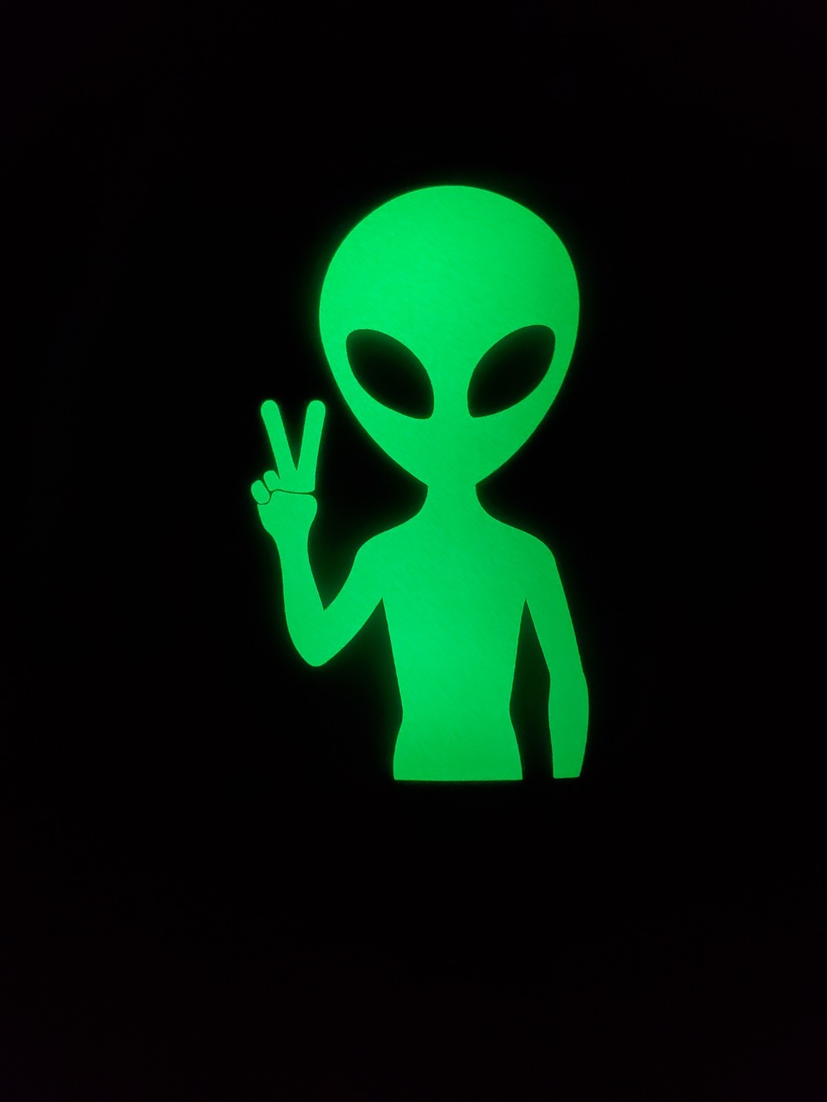 Glow In The Dark Vinyl Decal Deuces Peace Sign Alien Medium Size Lit Studios New