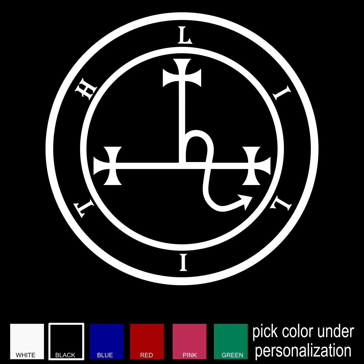 Lilith Symbol Decal, Female demon sigil, Supernatural sticker, choose your color