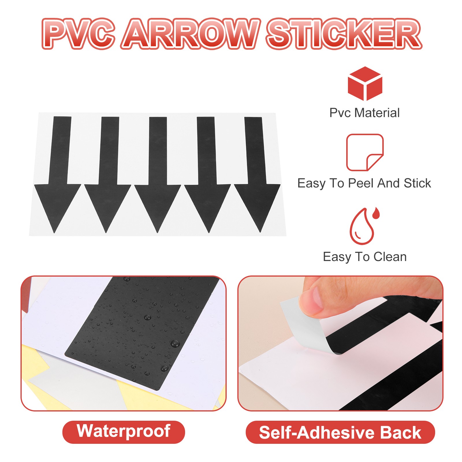 Arrow Sticker, (6×1.5 Inch, Black) (80 Pcs), Waterproof Arrow Sign Sticker