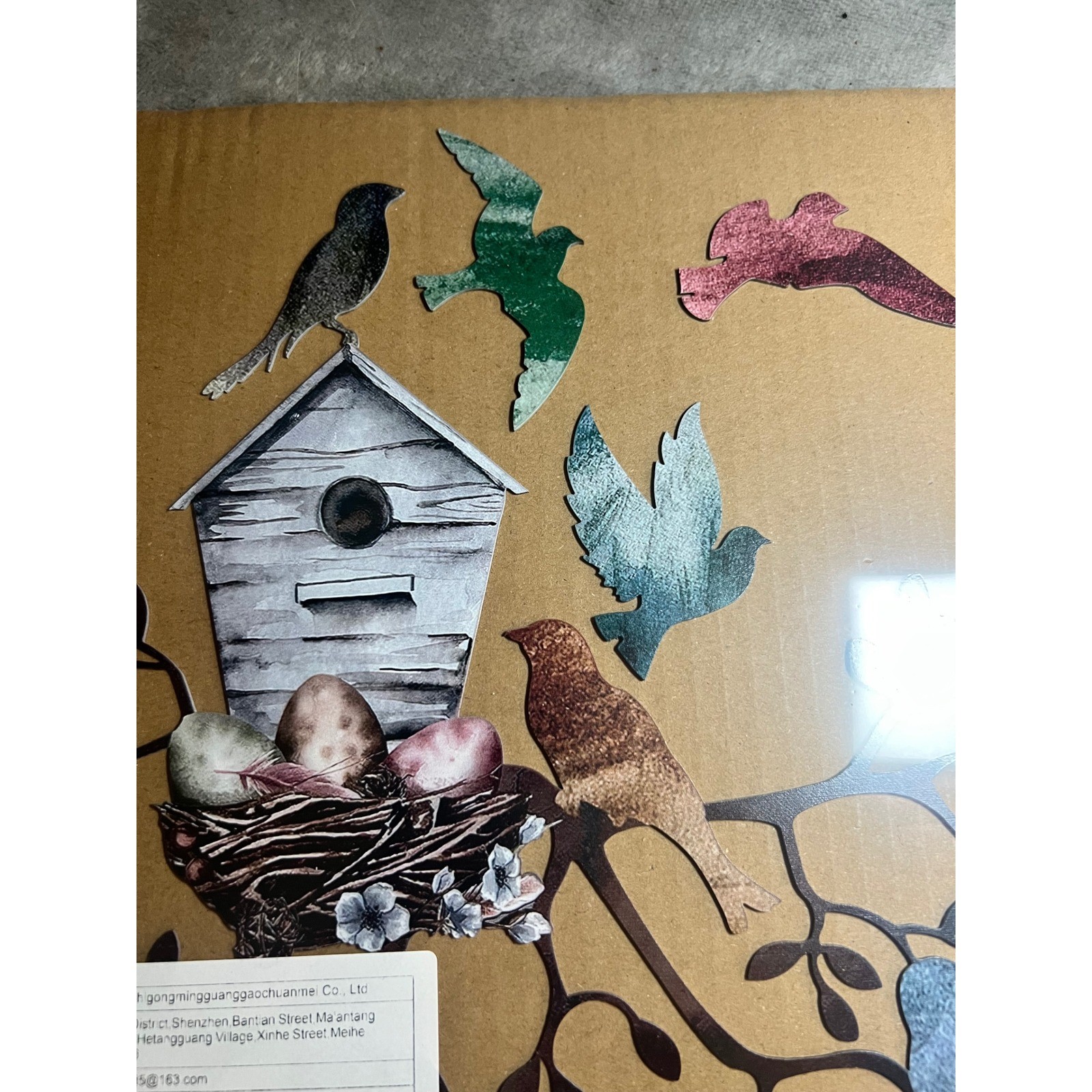 Metal Birdhouse Branch Wall Art Cottagecore Woodland Garden Bird Decor
