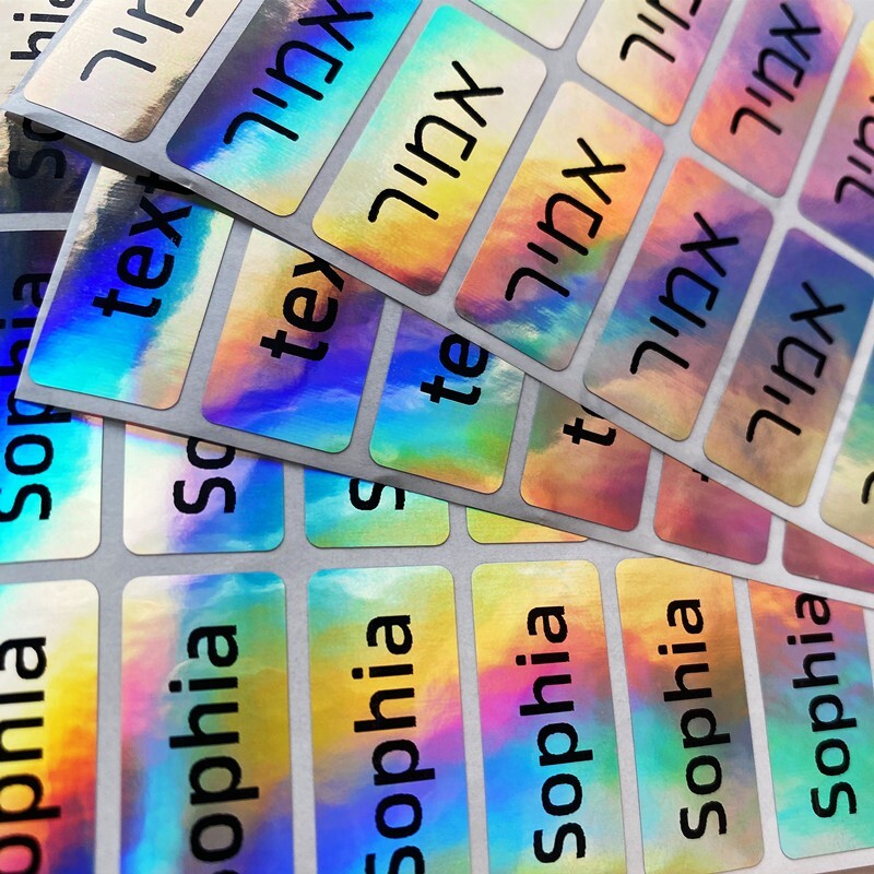 30pcs 1.8×0.7in Holographic Name stickers laser label logo/kid/Manicure/business