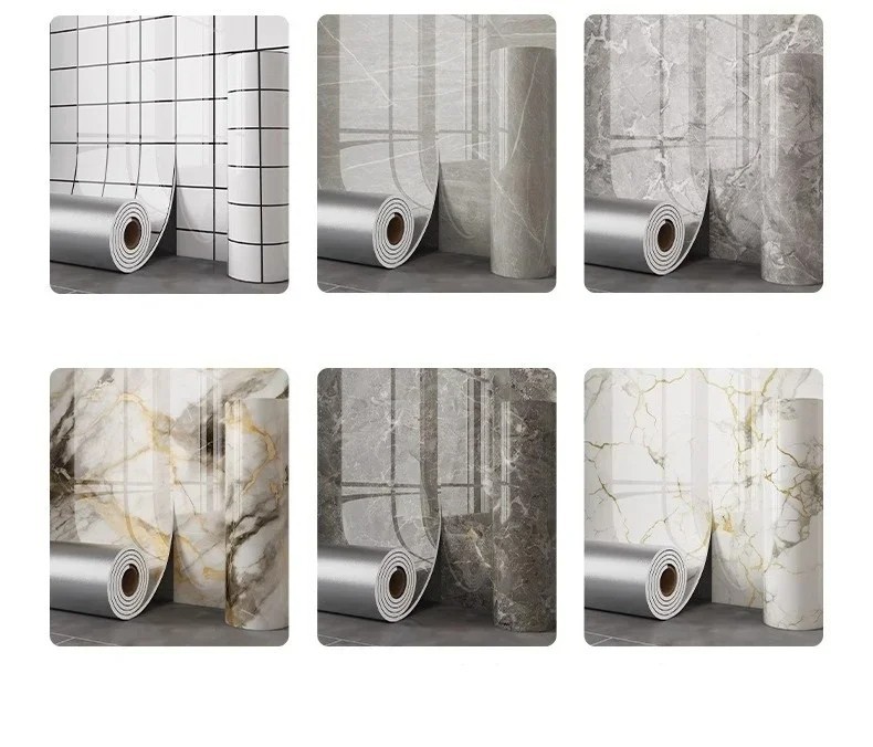 Thick Foam Marble Peel and Stick Wallpapers Waterproof White Gray Contact Paper