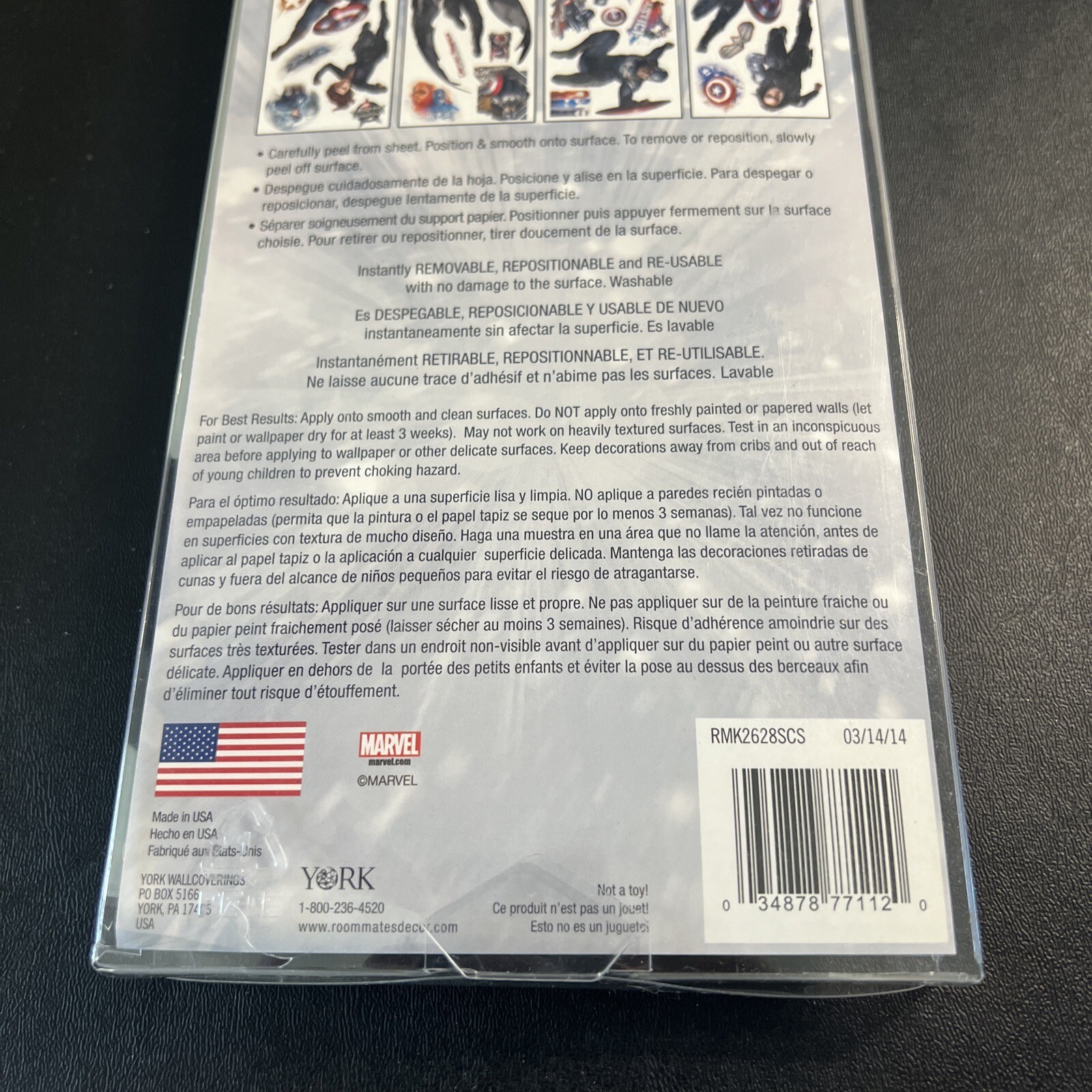 Roommates marvel Captain America Peel and stick wall decals