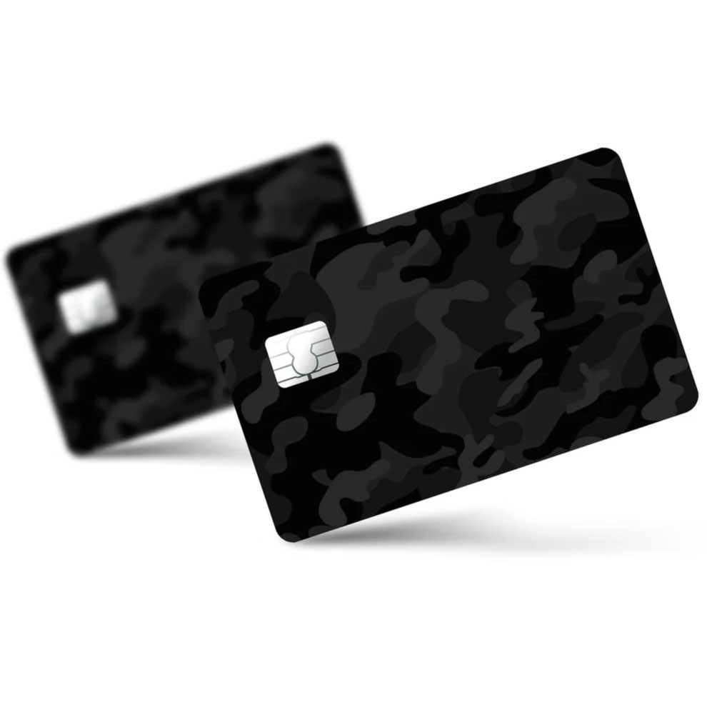 4 Pack Black Camo Credit Card Skin Set Military Tactical Urban Stealth Decals