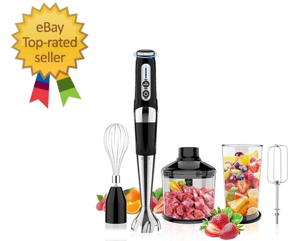 Toogel Cordless Immersion Blender, 4-in-1 Electric Hand Blender with 21-Speed…
