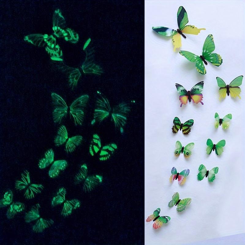 12PCS 3D Luminous Butterfly Wall Stickers DIY Home Room Decors Gift