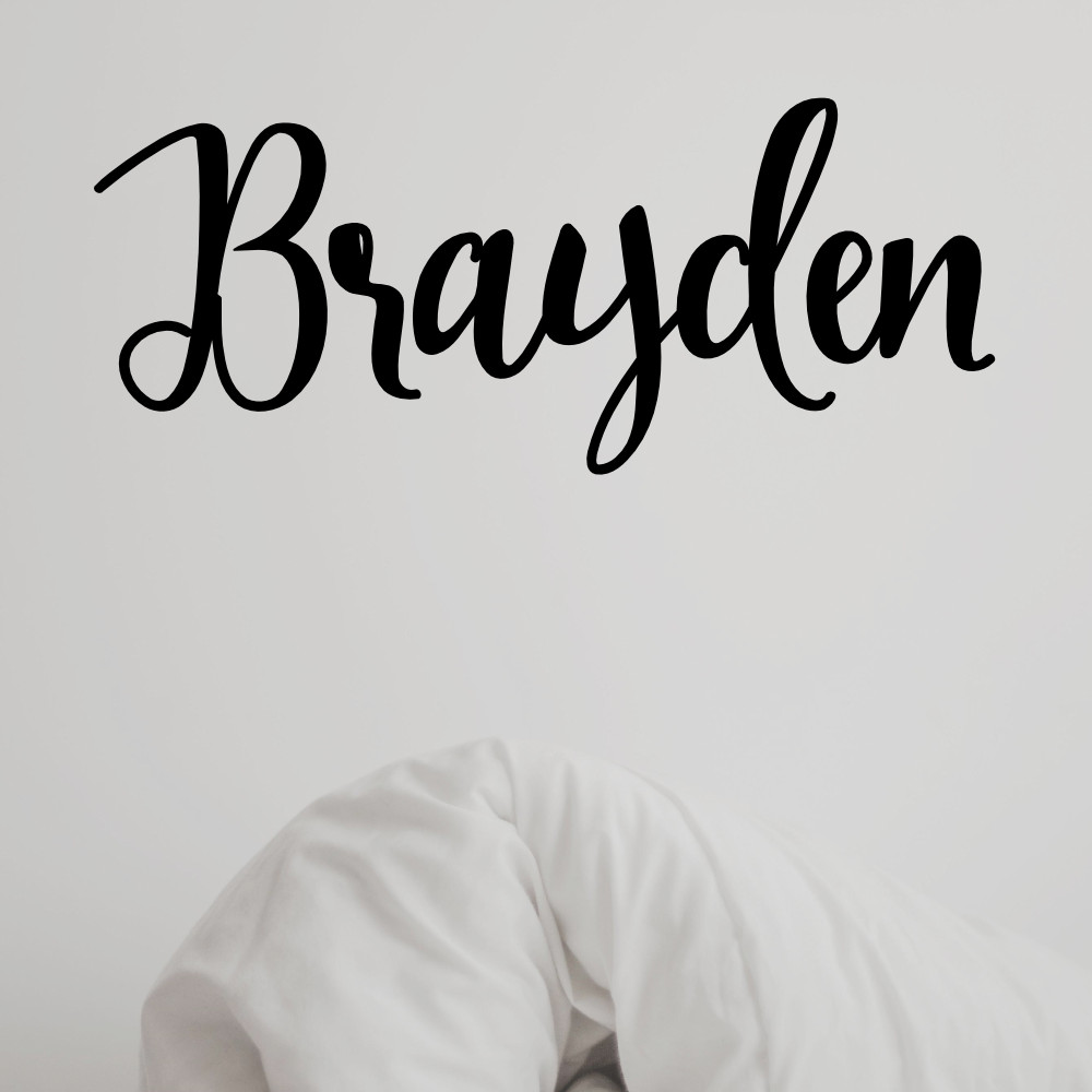 Personalized Script Name with Graphic Vinyl Wall Decal Sticker Nursery Bedroom