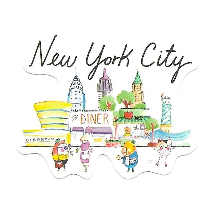 New York City NYC Skyline Illustration Die Cut Sticker Journal Scrapbook Art