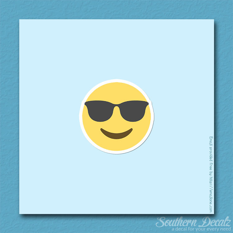 Cool Sunglasses Smiley Emoji – Vinyl Decal Sticker – c115 – 3.75" x 3.75"