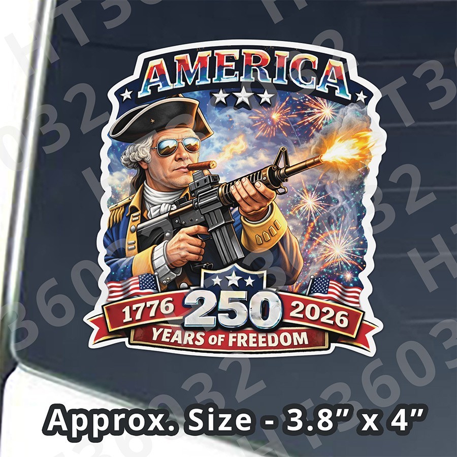 Cool George 250 YEARS of FREEDOM 1776-2026 USA America Anniversary Sticker
