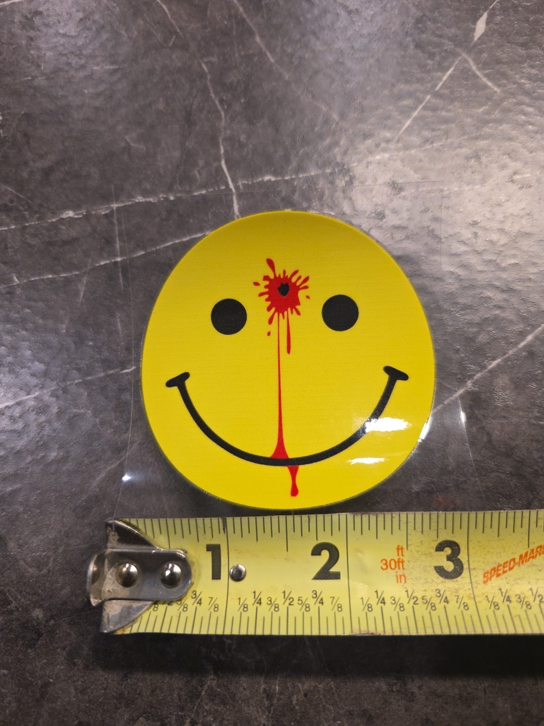 Smiley Face Head Shot Blood UVDTF Raised Decal Sticker Waterproof Full Color USA
