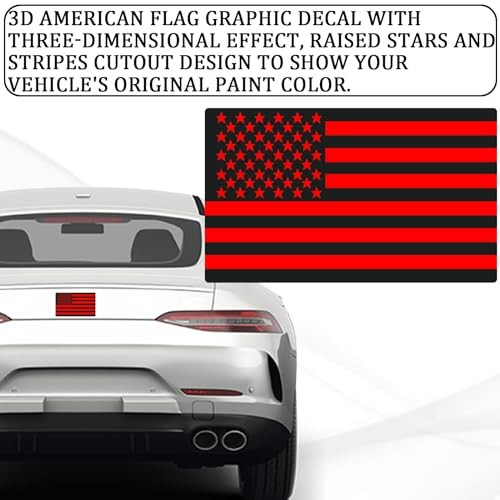 2PCS American Flag Decal Embossed 3D Metal Black and Red American Black+Red