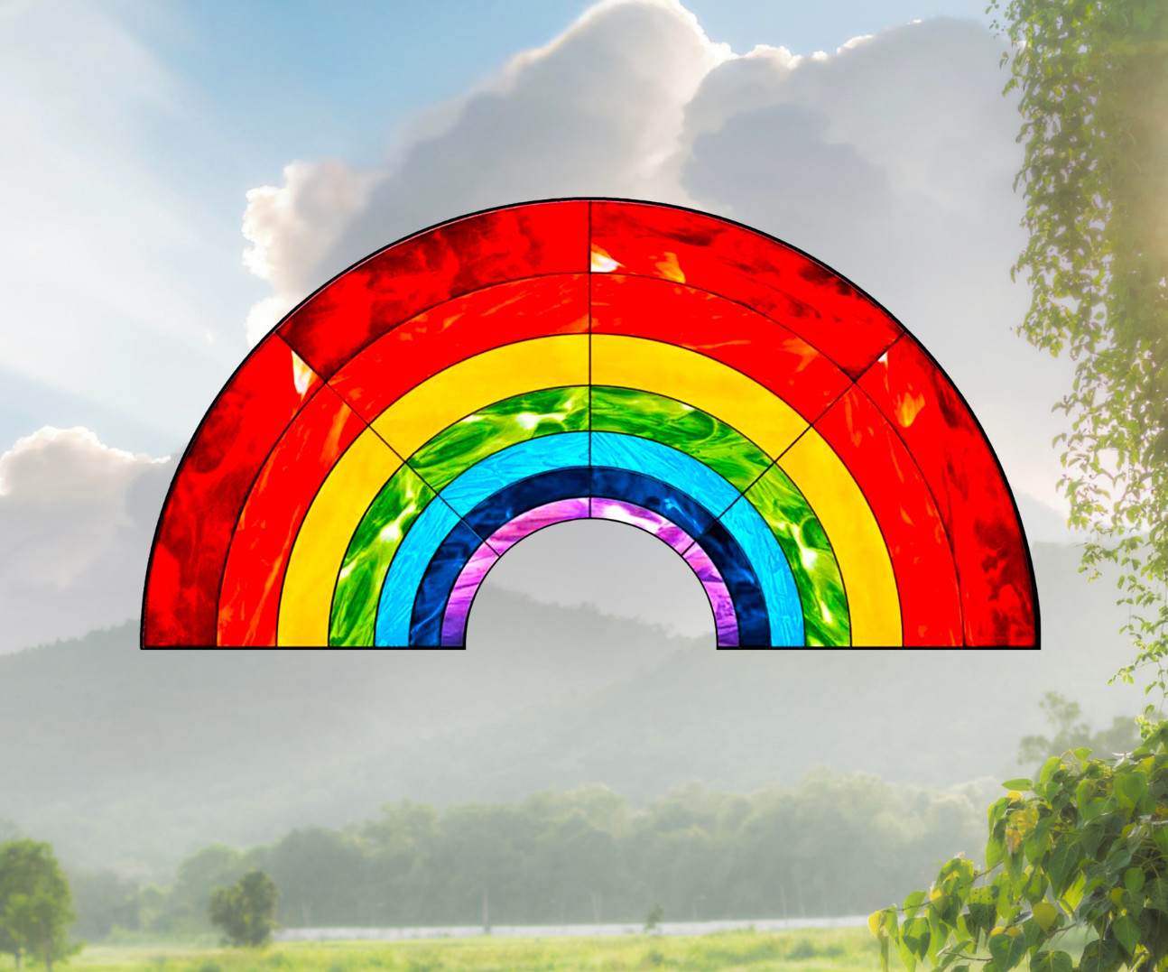 Rainbow Faux Stained Glass WINDOW CLING ~ Sun-catcher Size 10.6" Vinyl