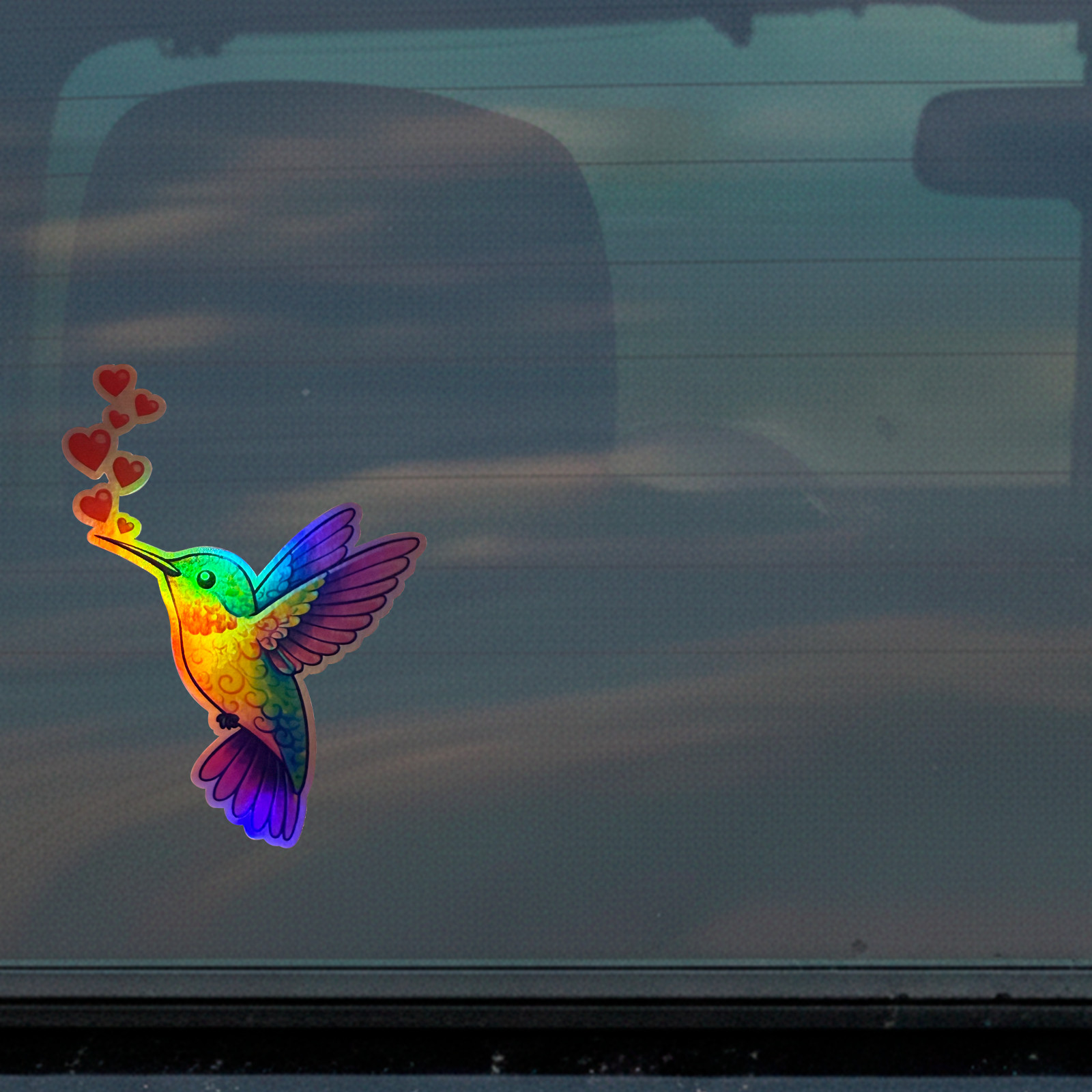 Hummingbird Heart Holographic Sticker Cute Love Bird Vinyl Decal Waterproof 4×3