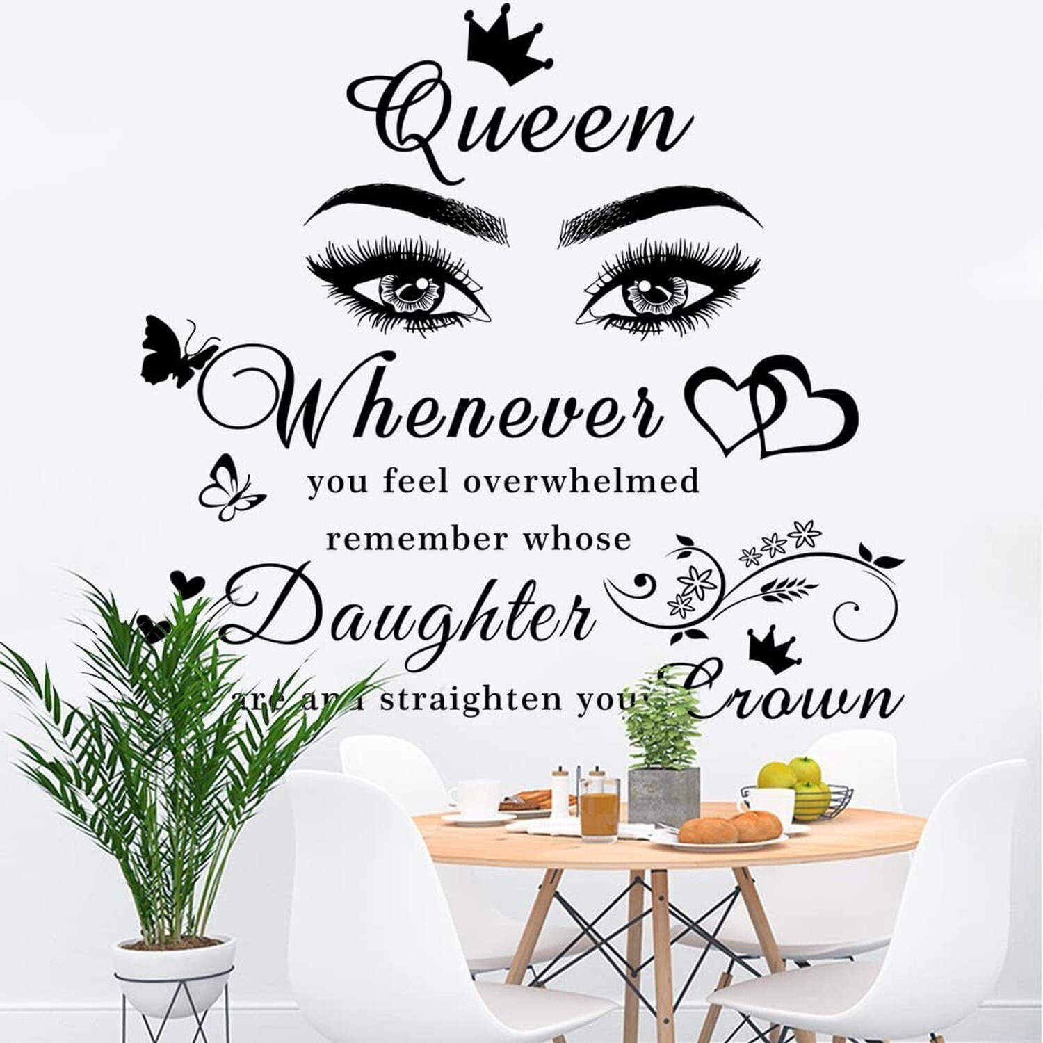 Girls Inspirational Wall Stickers Wall Art Quote Queen Wall Decals Positive M…