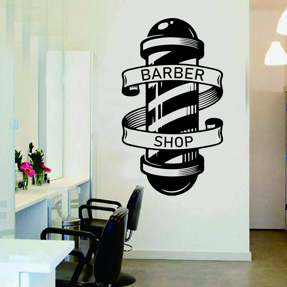 Barber Removable Wall Decal Art Man Barbershop Wall Decor Stiker Window Decor…