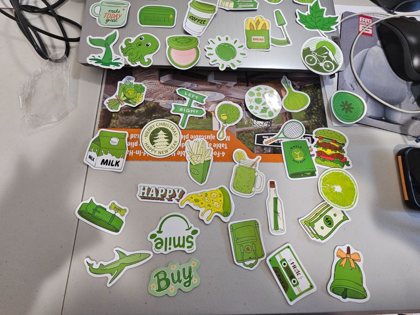 50pcs Aesthetic Green Stickers Vinyl Waterproof Decals for Laptop Water Bottle