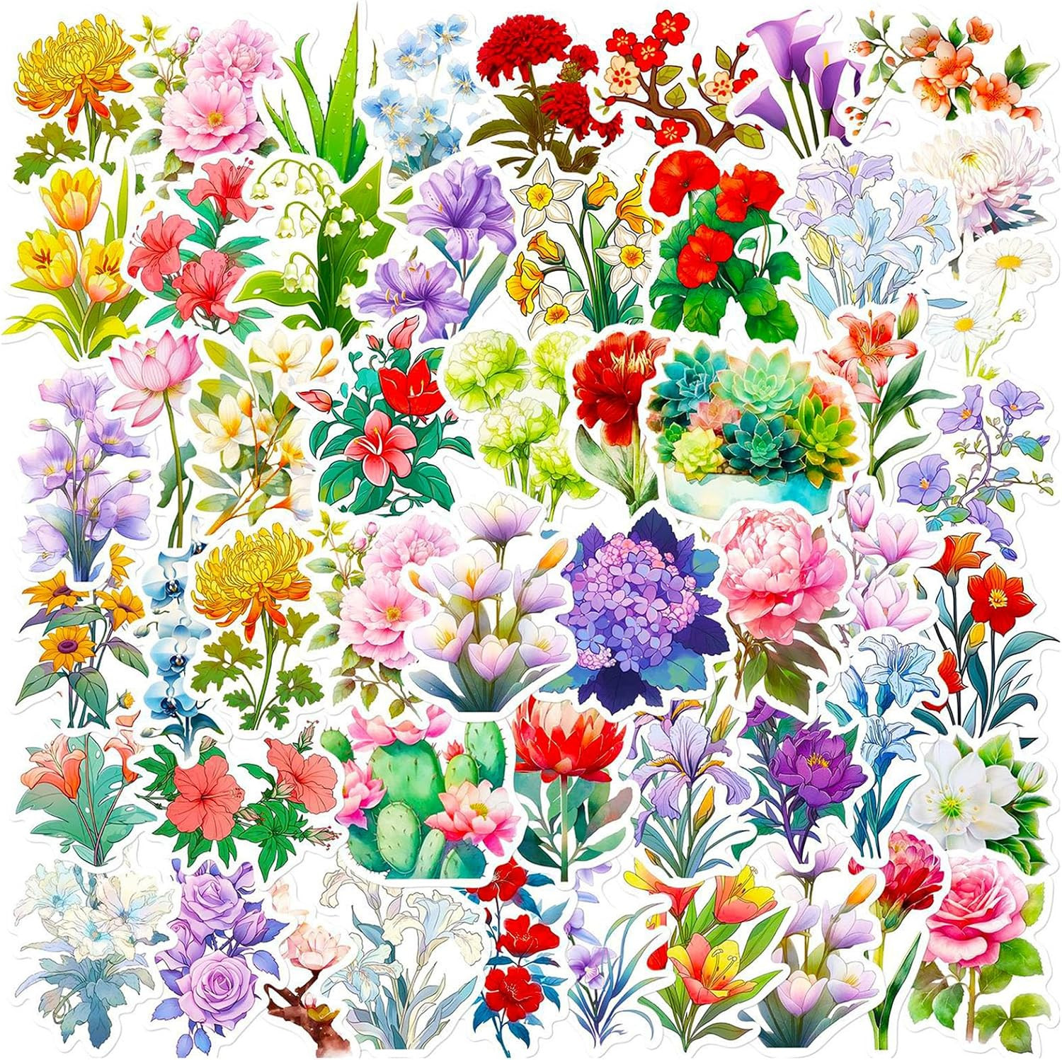 Flower Stickers for Kids Teens Girls, 100Pcs Waterproof Flower Stickers for Wate