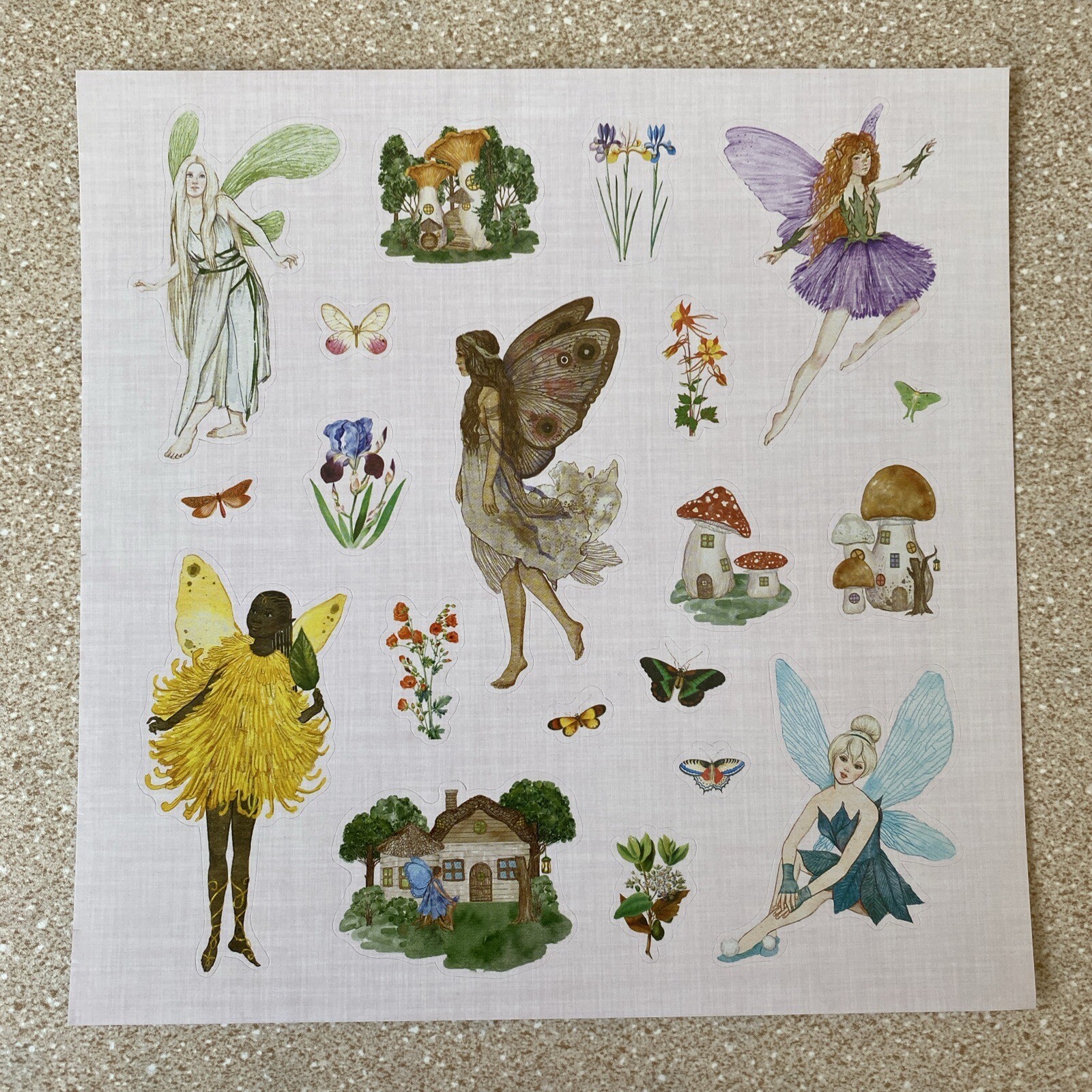 Multicultural Adult Fairies House Flowers Butterflies Stickers Mushrooms New Fun