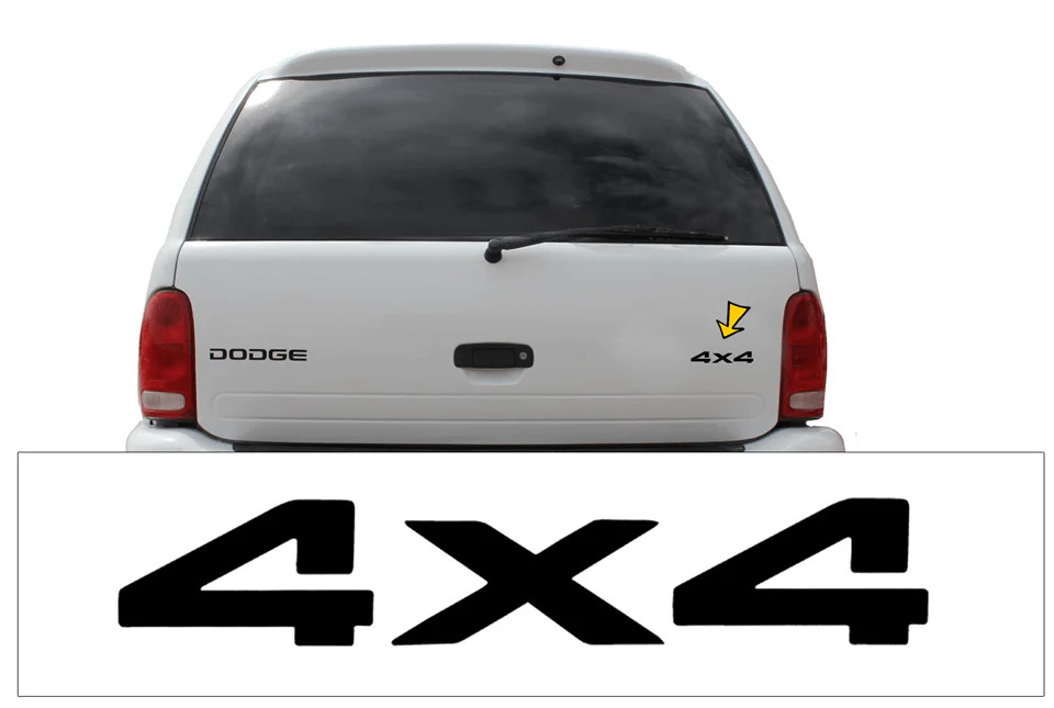 Aftermarket 1998-03 Dodge Durango 4X4 Lift Gate Decal – 1" x 5 3/8"